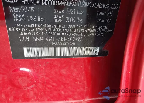 2019 Hyundai Elantra Value Edition из США, поврежденный, VIN 5NPD84LF6KH482397